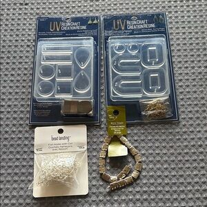 UV Resin Craft Kit with Bead Landing Fish Hooks and metal beads